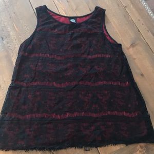 Bobeau Black & Wine intricate Lace Tank Size M